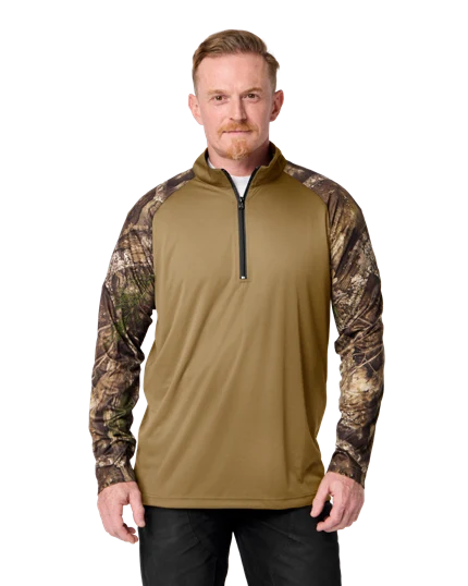 Realtree quarter-zip with camouflage sleeves