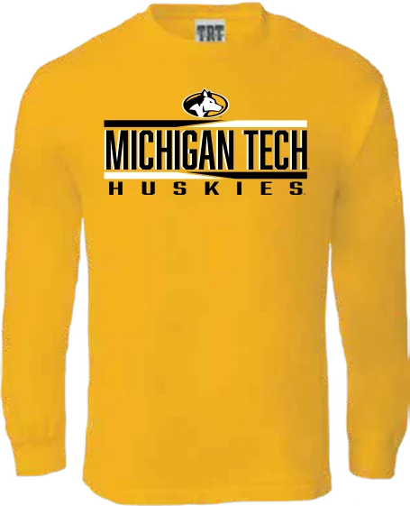 TRT gold Michigan Tech long-sleeve tee
